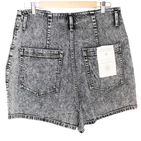 Happy x Nature Gray Denim Ultra Highrise Shorts Size 32 - Picture 3 of 6